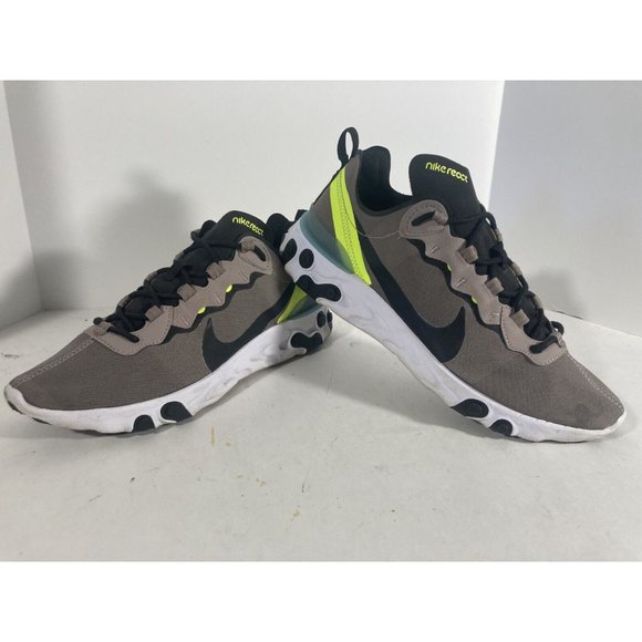 Nike React Element 55 Pumice Volt Green Black Running Shoes BQ6166-201 Men’s Sz9 - Picture 3 of 7